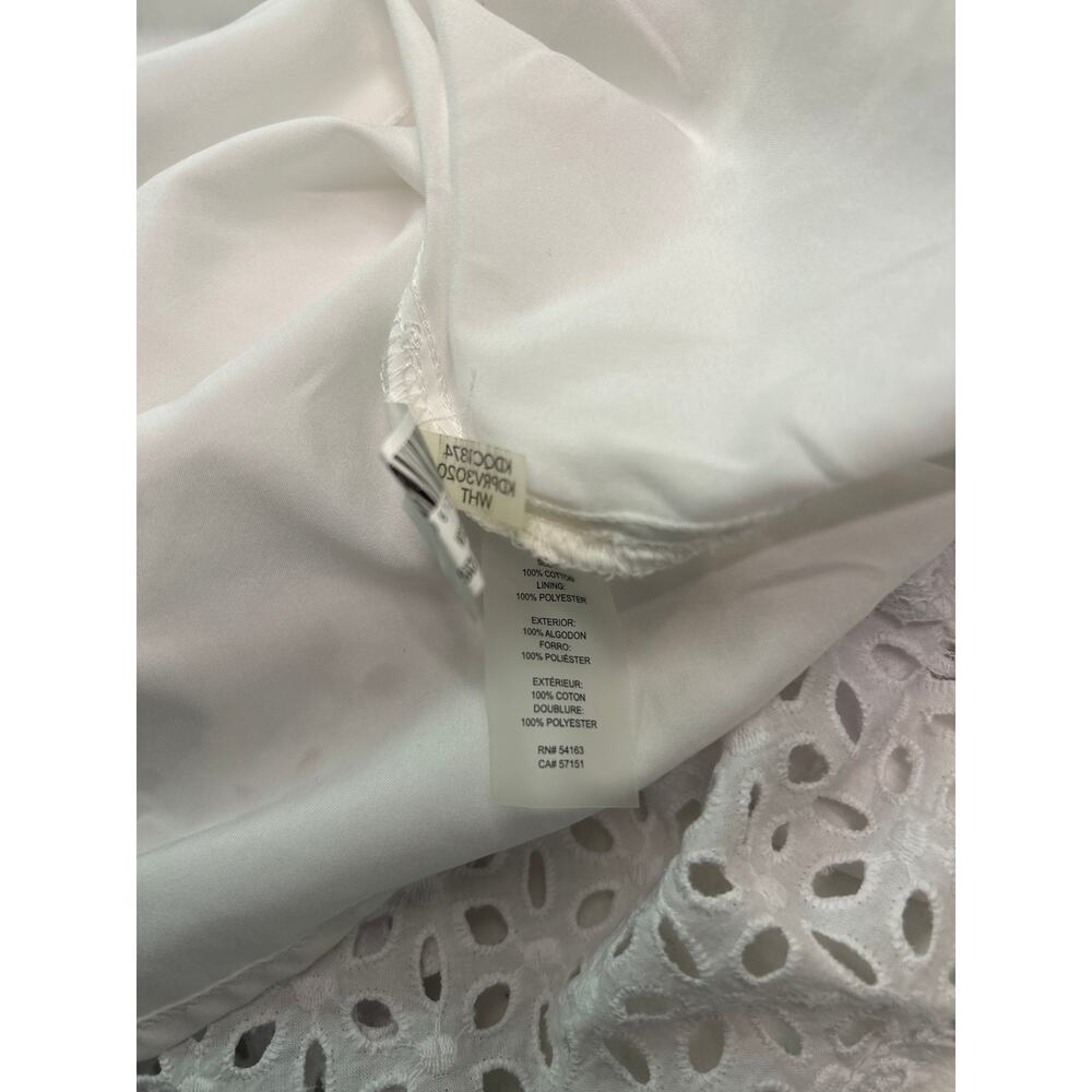 Kensie White Eyelet Midi Dress Smocked Cottagecore Puffy Sleeve in Size 14 - Picture 6 of 6